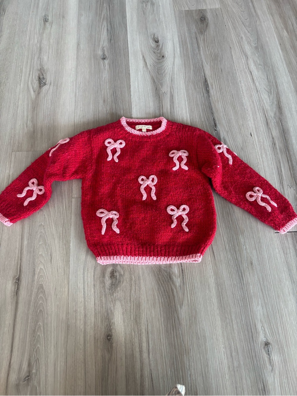 Wild Wawa 2/3 Pink Red Heart Baby Alpaca Blend Sweater